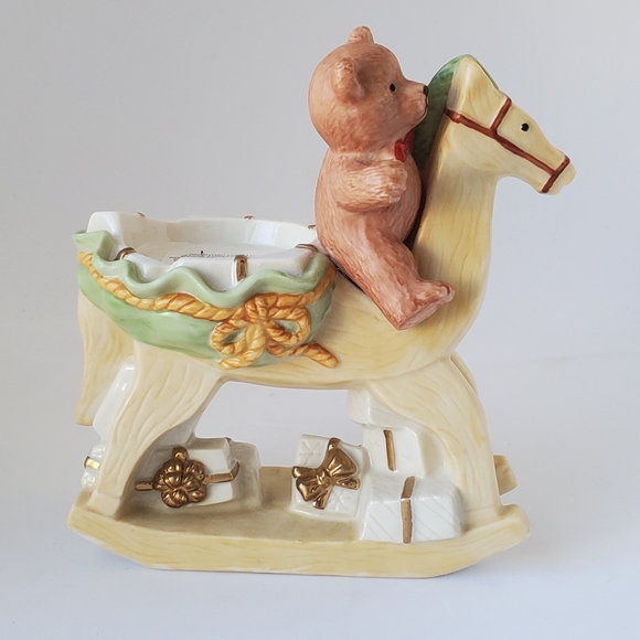 Mikasa Tealight Candle Holder Teddy Bear Rocking Horse Holiday Magic Christmas - Picture 3 of 11